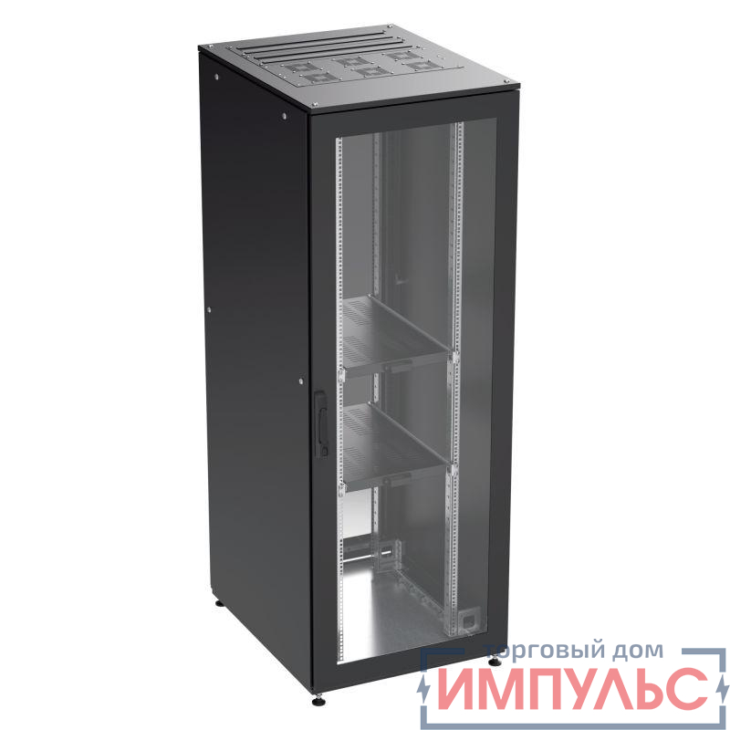 Шкаф напольный собранный 19дюйм IT-CQE 42U 600х800 двери стекло/сплошн. RAL 9005 DKC R5DC4268GSB