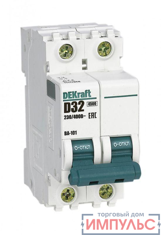 Выключатель автоматический модульный 2п D 32А 4.5кА ВА-101 DEKraft 11117DEK