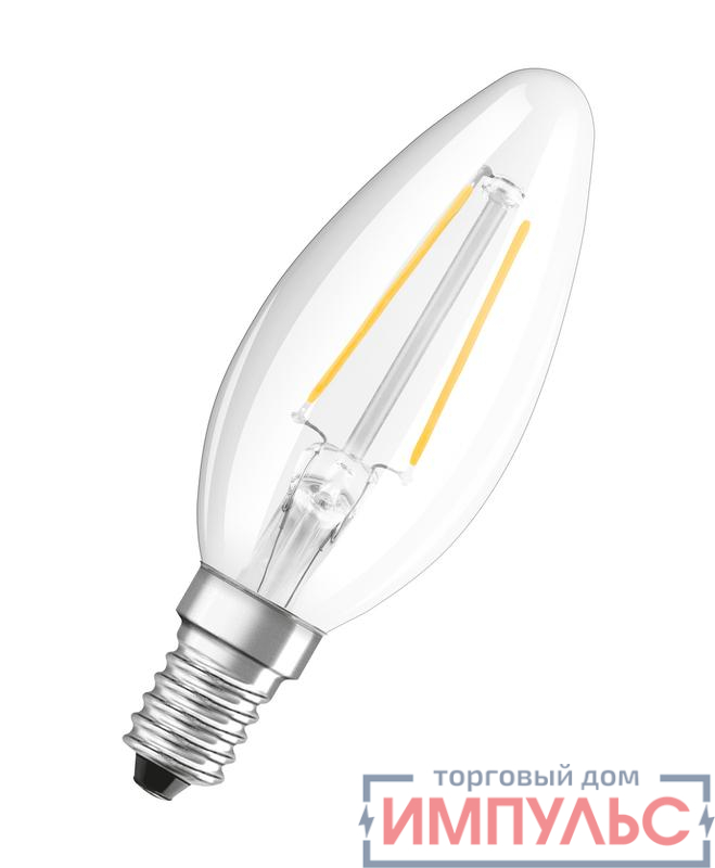 Лампа светодиодная филаментная Retrofit 2.5Вт B прозрачная 4000К нейтр. бел. E14 250лм 220-240В угол пучка 300град. (замена 25Вт) OSRAM 4058075434141