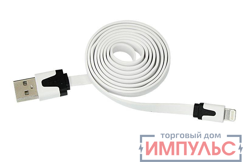 Кабель USB-Lightning для iPhone/PVC/flat/white/1m/Rexant 18-1974