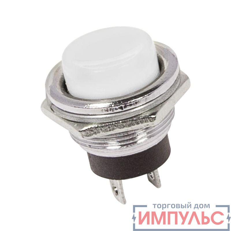 Выключатель-кнопка металл 250В 2А (2с) OFF-(ON) d16.2 бел. (RWD-306) Rexant 36-3355