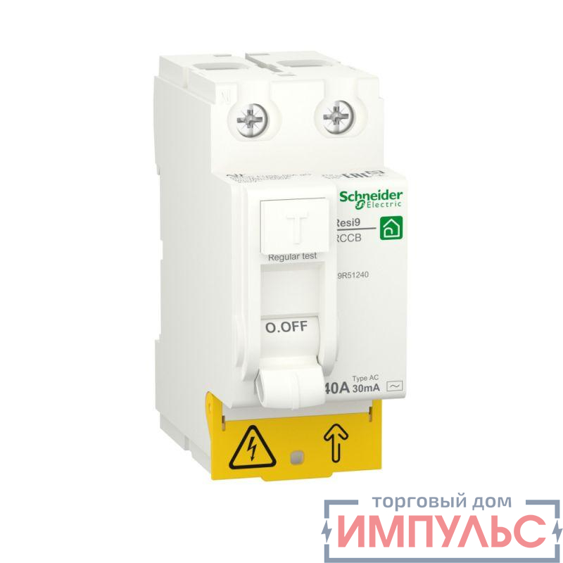 Выключатель дифференциального тока (УЗО) RESI9 40А 2P 30мА тип AC SchE R9R51240