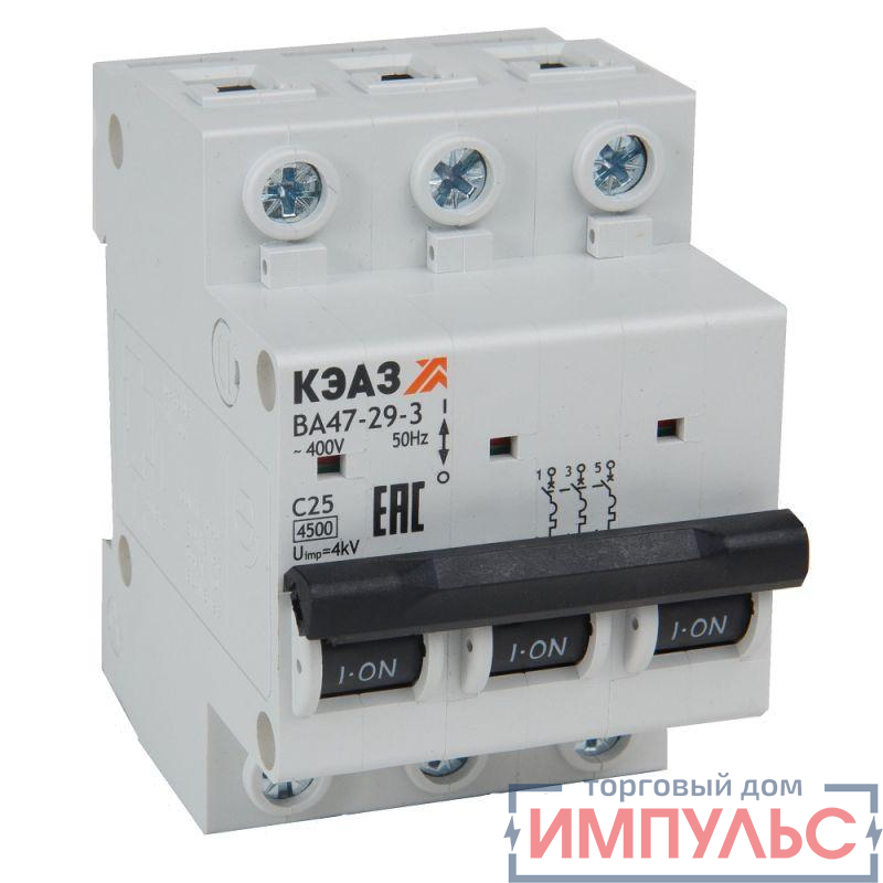 Выключатель автоматический модульный ВА47-29-3B50-УХЛ3 (4.5кА) КЭАЗ 318280