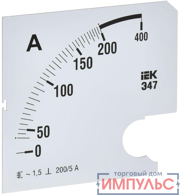 Шкала сменная для амперметра Э47 200/5А-1.5 96х96мм IEK IPA20D-SC-0200