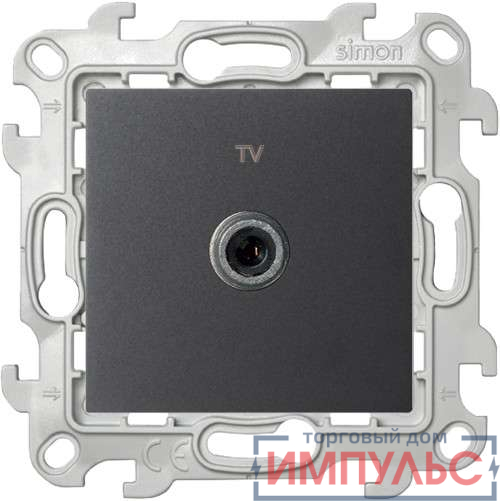 Розетка телевизионная одиночная TV СП Simon 24 IP20 механизм графит Simon 2450477-038