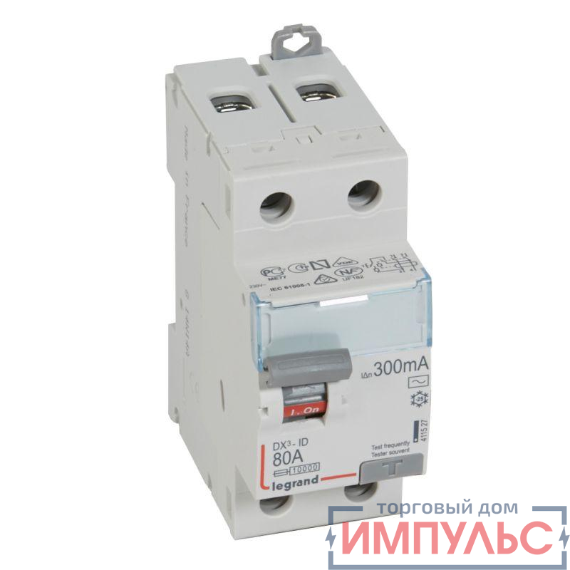 Выключатель дифференциального тока (УЗО) 2п 80А 300мА тип AC DX3 Leg 411527