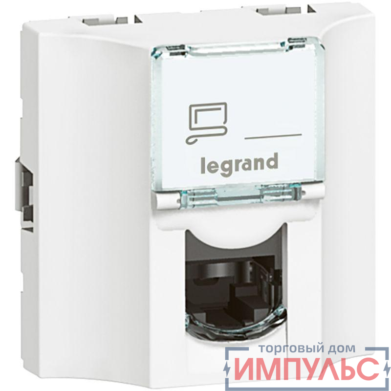 Розетка компьютерная проходная СП 2мод. Mosaic RJ45 кат.6A STP бел. Leg 078628