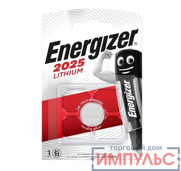 Элемент питания литиевый ENR Lithium CR 2025 FSB1 (блист.1шт) Energizer E301021602 0