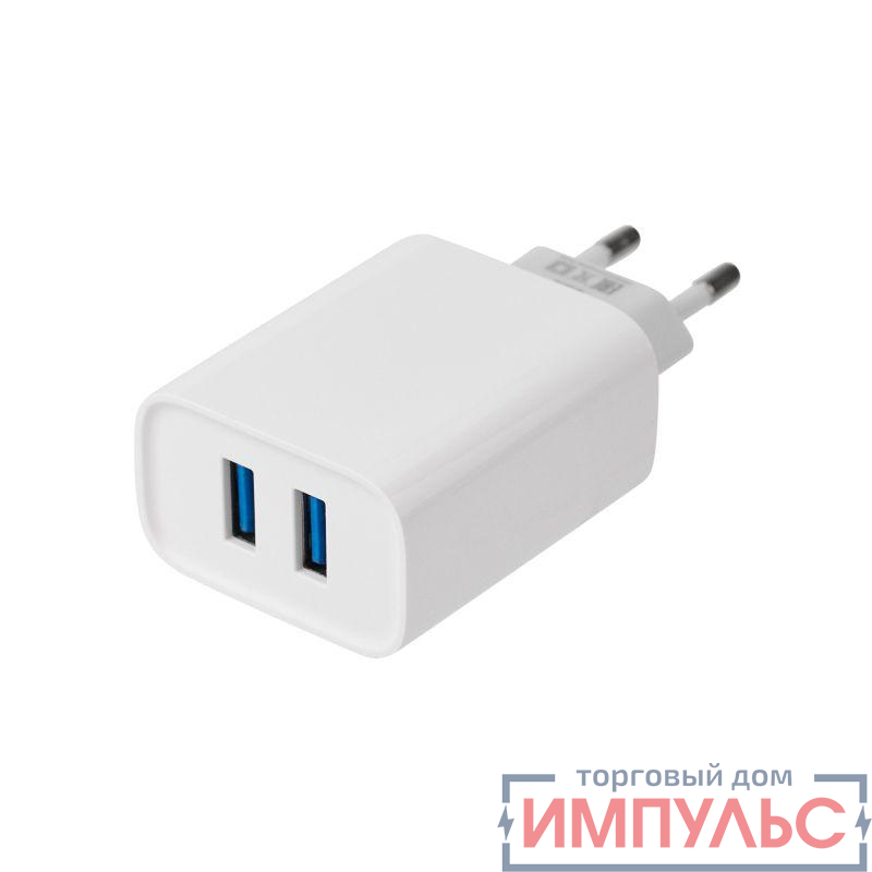 Устройство зарядное сетевое для iPhone/iPad 2 x USB 5В 2.4А бел. Rexant 16-0276 2