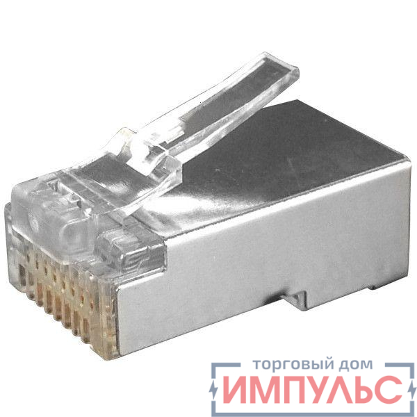 Разъем PLUG-8P8C-U-C6-SH-100 (8P8C) под витую пару кат. 6 (50/50микродюйм) экранир. универс. (для ож и мж кабеля) (уп.100шт) Hyperline 49358