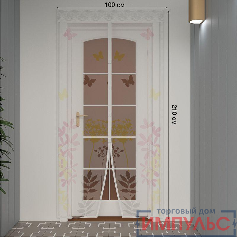 Сетка антимоскитная 210х100см дверная с магнитным замком с цветами Rexant 71-0224