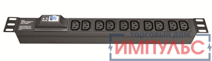 Блок розеток 8-м 10А IEC 60320 C13 для 19дюйм шкафов автомат защиты DKC R519IEC8CBC14