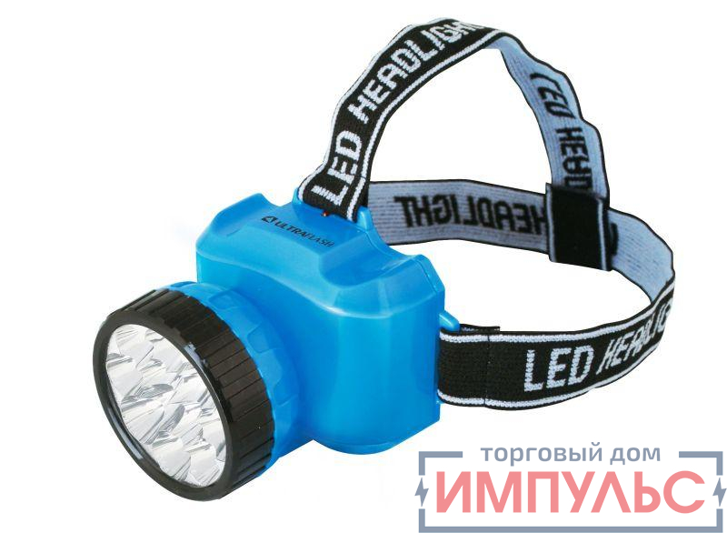 Фонарь налобный аккумуляторный LED 5361 (220В 12LED 2 режима; голуб.) Ultraflash 12420