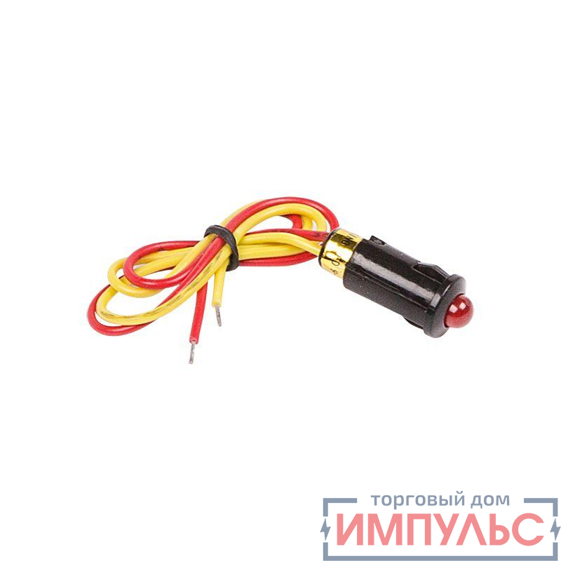 Индикатор малый d8 12В с проводом красн. LED (WL-04) Rexant 36-4710
