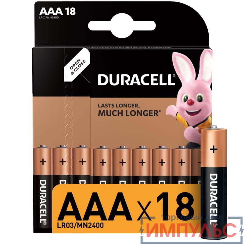 Элемент питания алкалиновый LR03-18BL BASIC (блист.18шт) Duracell Б0014449