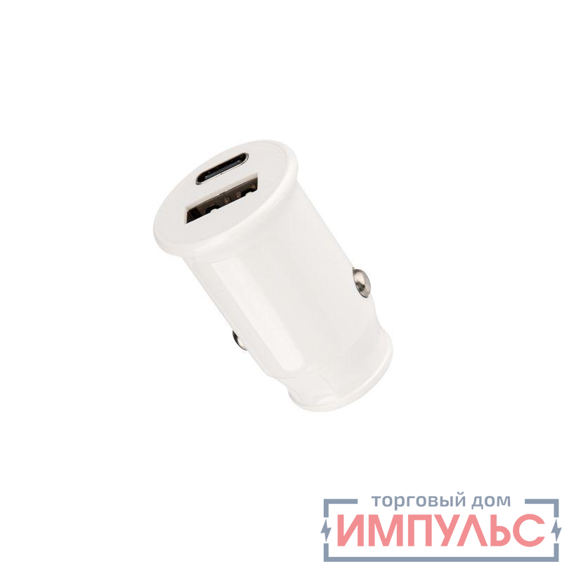 Автозарядка в прикуриватель АЗУ USB-A+USB-C 2.4А бел. Rexant 18-2229