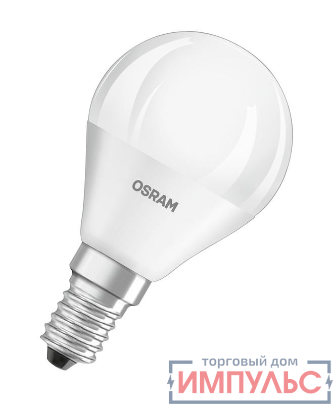 Лампа светодиодная PARATHOM P 4.9Вт 2700К тепл. бел. E14 470лм P угол пучка 240град. 220-240В диммир. (замена 40Вт) матов. пластик OSRAM 4058075594289