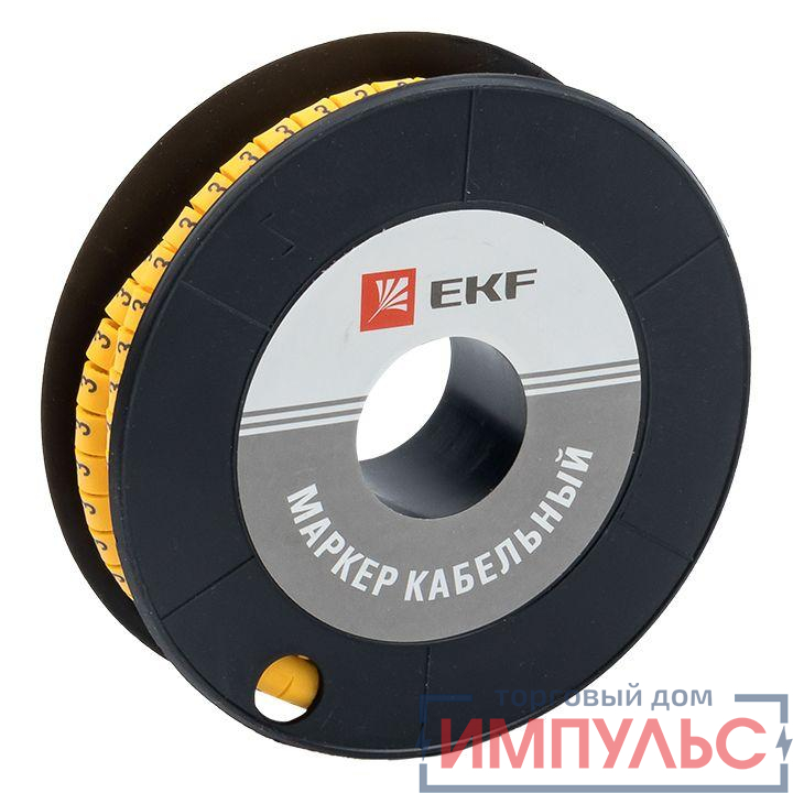 Маркер каб. 4.0кв.мм "3" (ЕС-2) (уп.500шт) EKF plc-KM-4-3