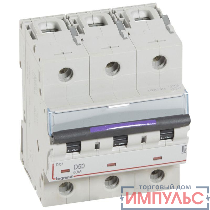 Выключатель автоматический модульный 3п D 50А 50кА DX3 Leg 410218