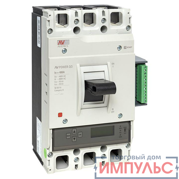 Выключатель автоматический 3п 400А 50кА AV POWER-3/3 ETU6.2 AVERES EKF mccb-33-400-6.2-av