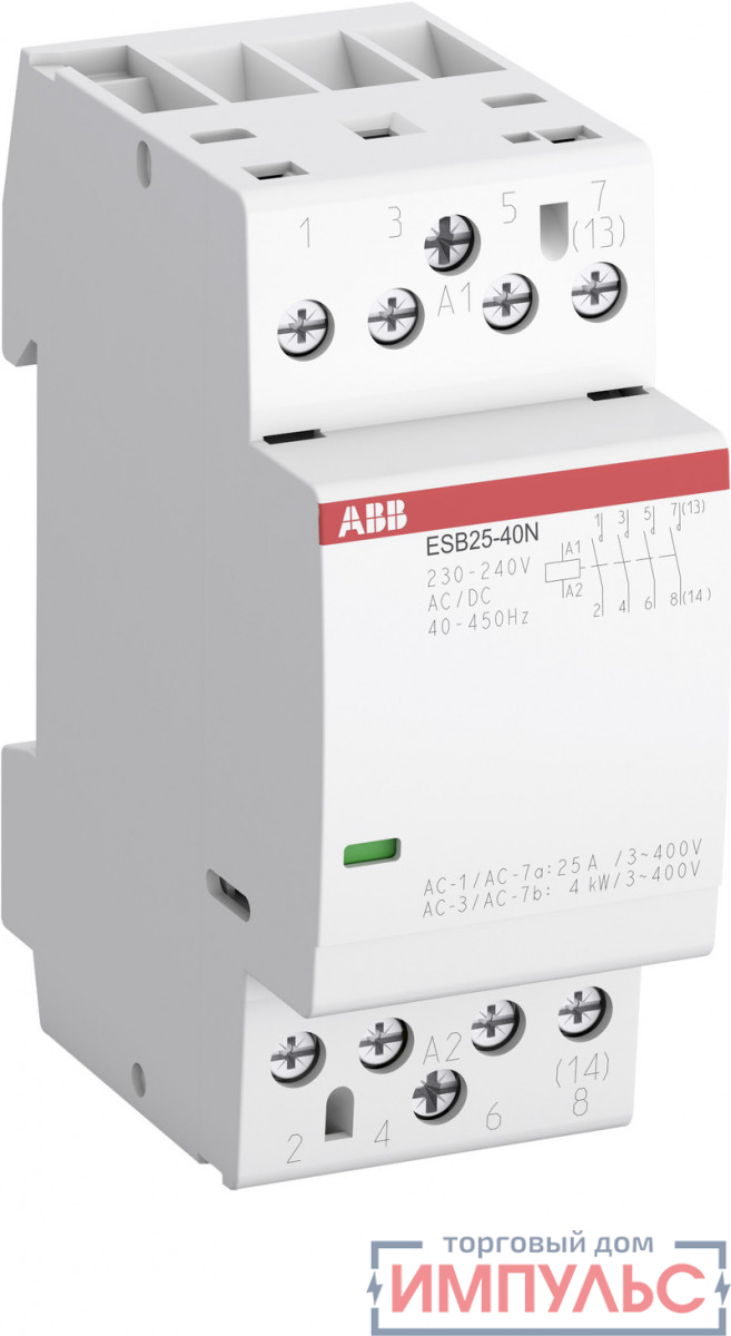 Контактор ESB25-04N-06 модульный (25А АС-1 4НЗ) катушка 230В AC/DC ABB 1SAE231111R0604