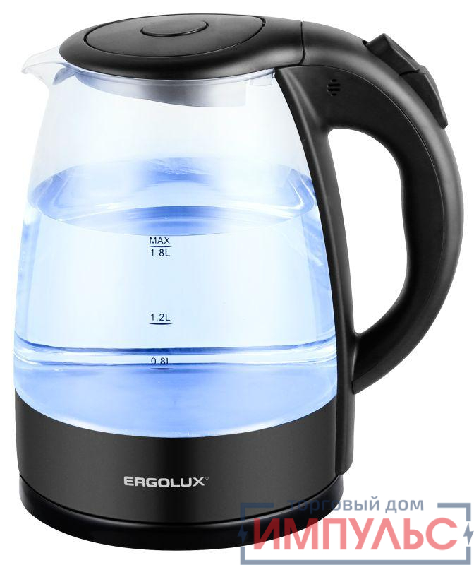 Чайник стеклянный ELX-KG03-C02 1.8л 220-230В 1800Вт черн. Ergolux 13957