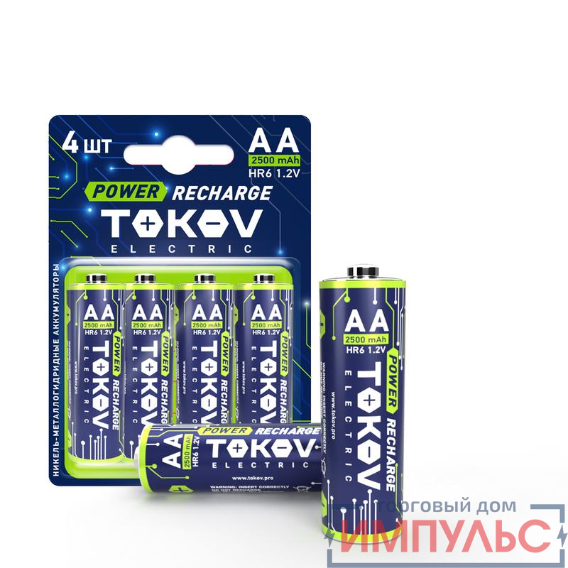 Аккумулятор AA/HR6 2500мА.ч (блист.4шт) TOKOV ELECTRIC TKE-NMA-HR6/B4
