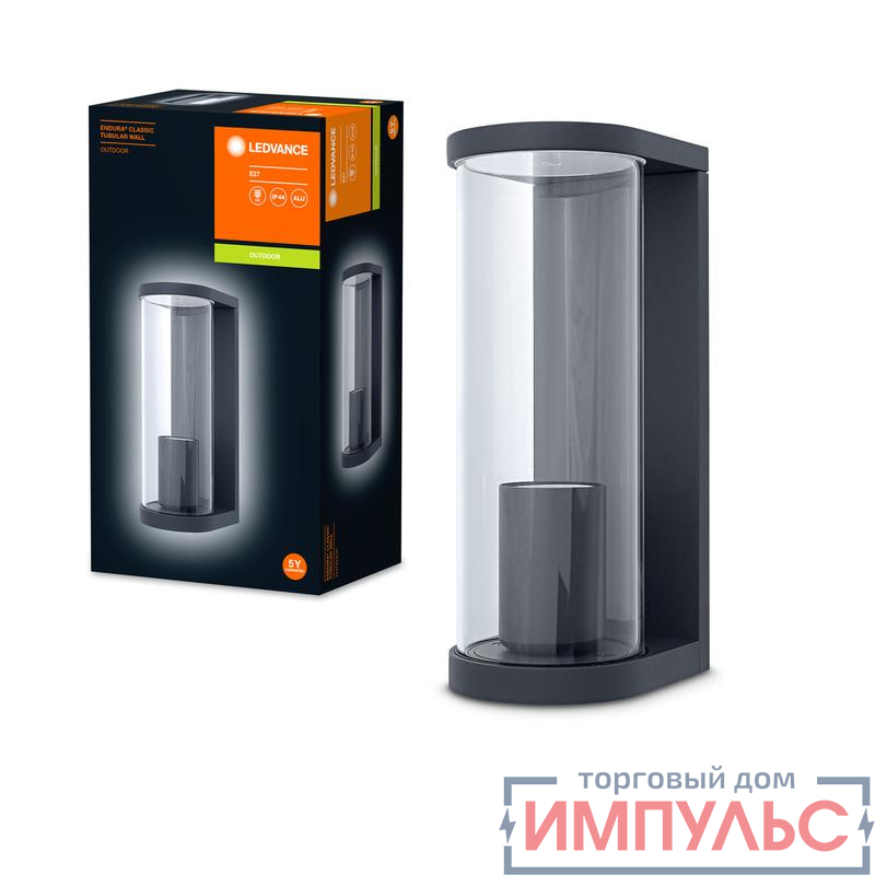 Светильник ENDURA CLASSIC TUBULAR E27 DG настенный темн. сер. (без лампы) LEDVANCE 4058075554450