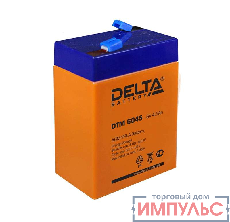 Аккумулятор UPS 6В 4.5А.ч Delta DTM 6045