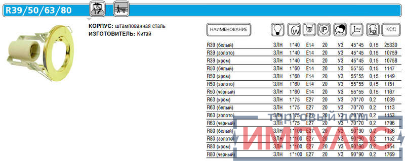 Светильник точечный Prima 50 0 05 R50 хром E14 ИТАЛМАК IT8082