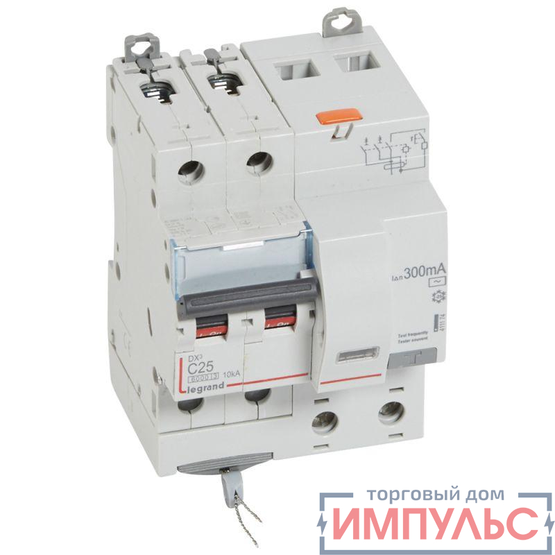 Выключатель автоматический дифференциального тока 2п C 25А 300мА тип AC 10кА DX3 4мод. Leg 411174