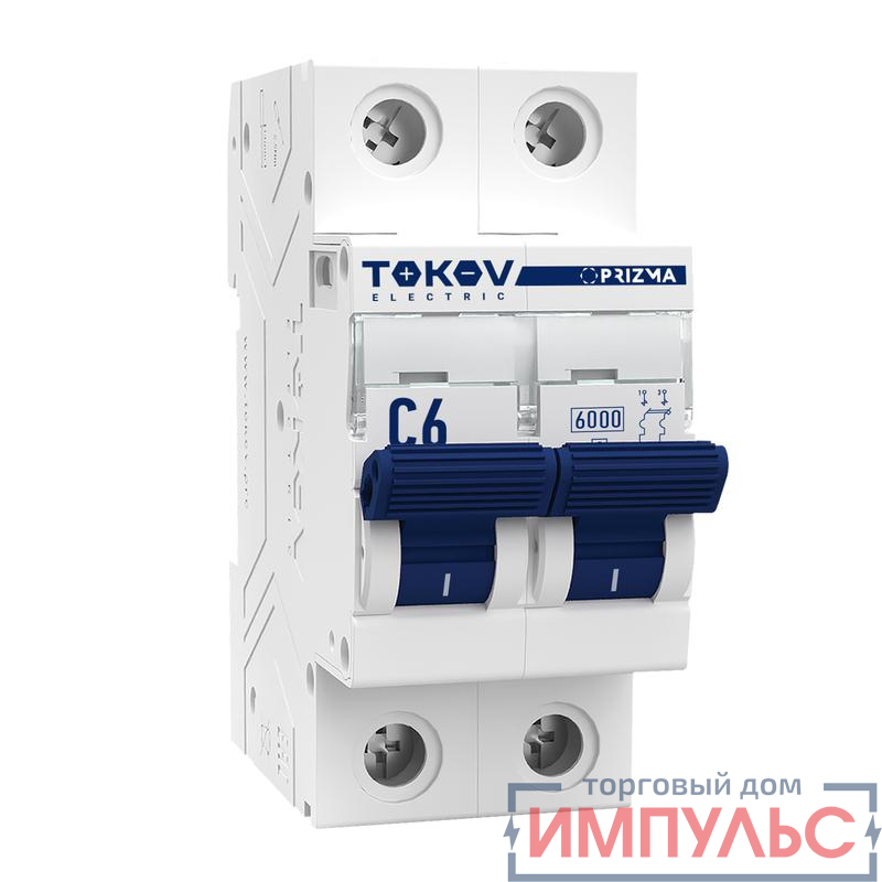 Выключатель автоматический модульный 2П 6А 6кА х-ка C TOKOV Electric TKE-PZ60-MCBI-2-6-C