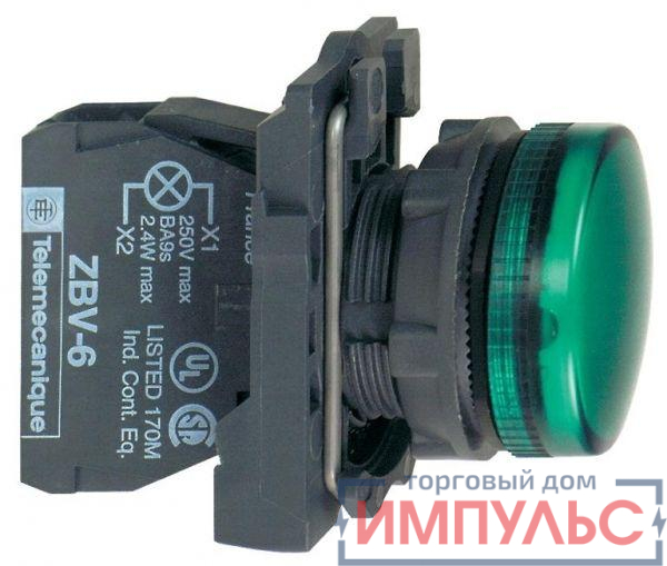 Лампа светосигнальная d22мм 230-240В зел. SchE XB5AVM3