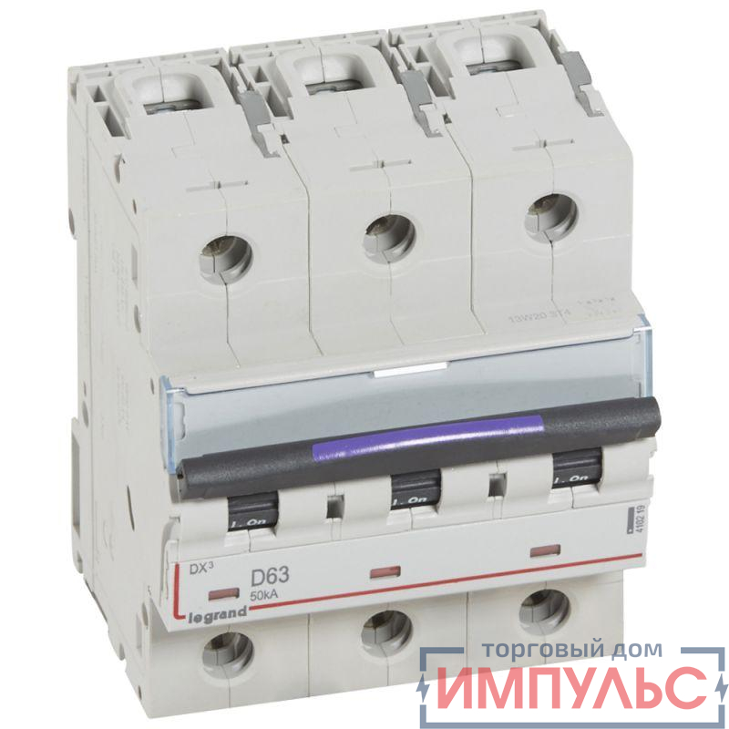Выключатель автоматический модульный 3п D 63А 50кА DX3 Leg 410219