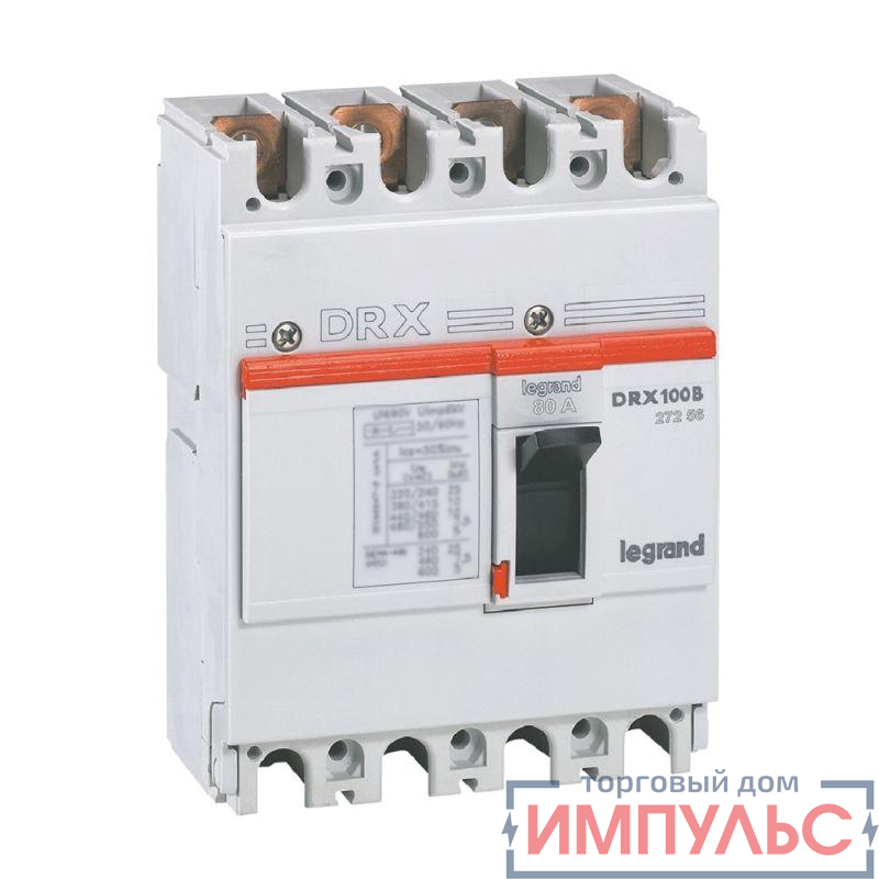 Выключатель автоматический 4п 80А 10кА DRX125 термомагнитн. расцеп. Leg 027256