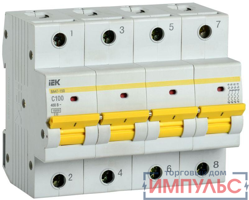 Выключатель автоматический модульный 4п C 100А 15кА ВА47-150 KARAT IEK MVA50-4-100-C