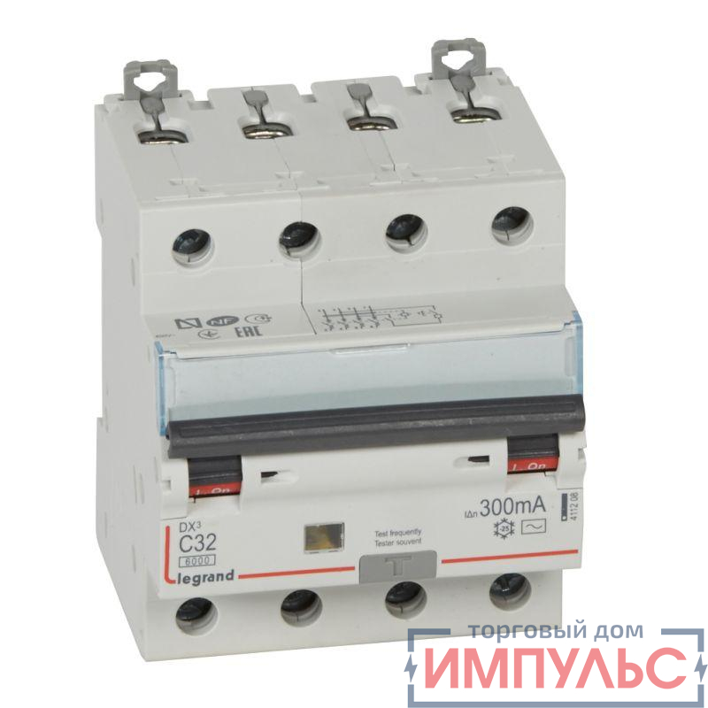 Выключатель автоматический дифференциального тока 4п C 32А 300мА тип AC 10кА DX3 4мод. Leg 411208