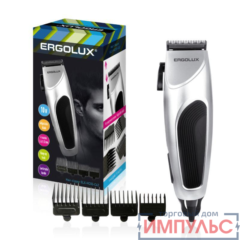 Машинка для стрижки волос ELX-HC03-C42 10Вт 220-240В серебр. Ergolux 13960 0