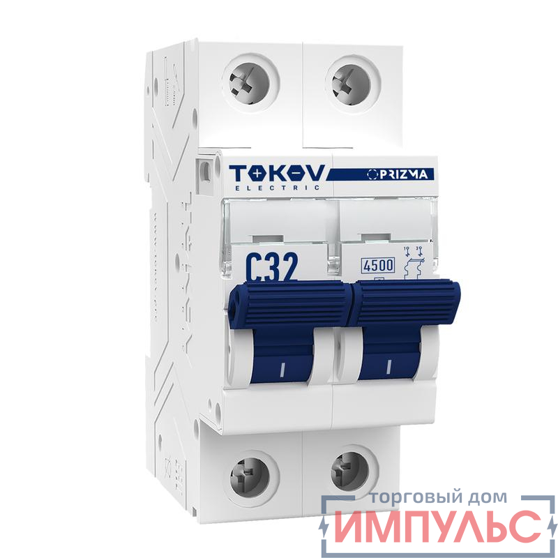 Выключатель автоматический модульный 2П 32А 4.5кА х-ка C TOKOV Electric TKE-PZ45-MCBI-2-32-C