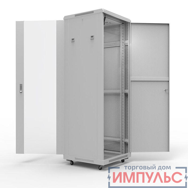 Шкаф напольный 19дюйм Standart 32U 600х800мм передняя дверь стекло задняя дверь металл RAL7035 Rexant 04-2311