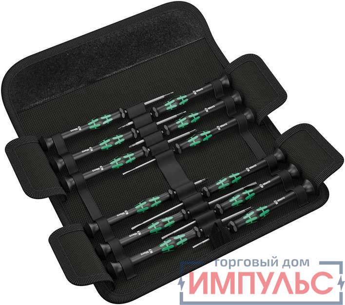 Набор отверток прецизионных Kraftform Micro 12 Universal 1 12 пр. PH 00/0 TORX HF TX 5/6 SL 1.5/1.8/2.0/2.5/3.0 HEX 0.9/1.5/2.0 Wera WE-073675