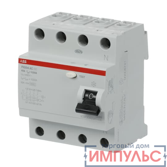 FH204 AC-63/0,03 Выключатель дифференциального тока 4-модульный EU 2CSF204002R1630 (замена для 2CSF204004R1630)