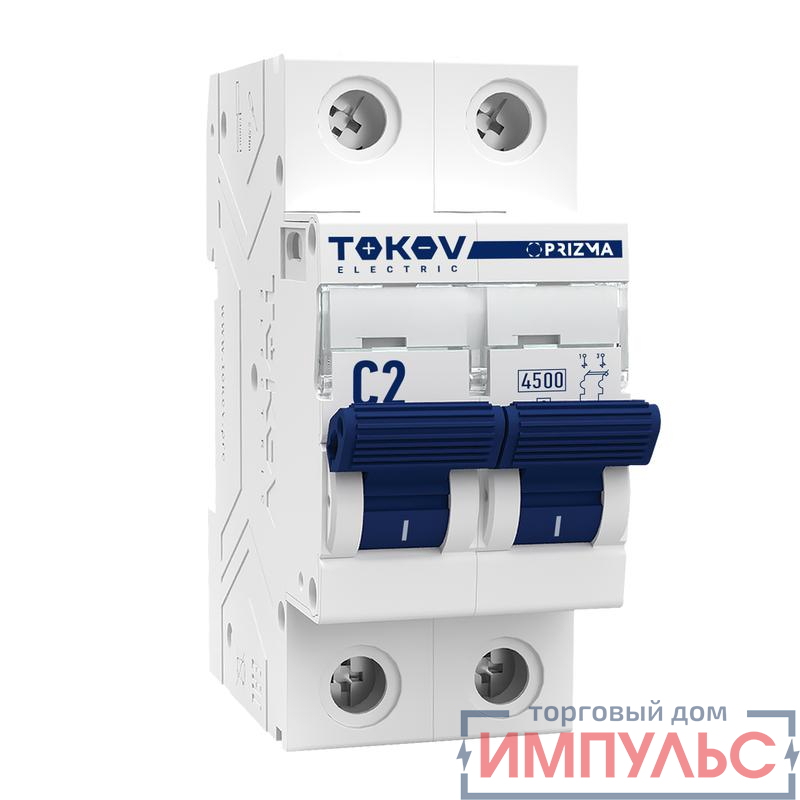 Выключатель автоматический модульный 2П 2А 4.5кА х-ка C TOKOV Electric TKE-PZ45-MCBI-2-2-C