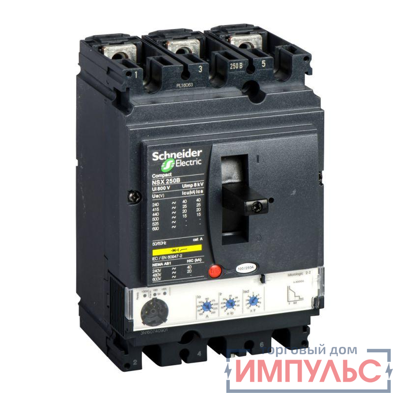 Выключатель автоматический 3п 3т 250А 50кА NSX250N Micrologic 2.2 SchE LV431870