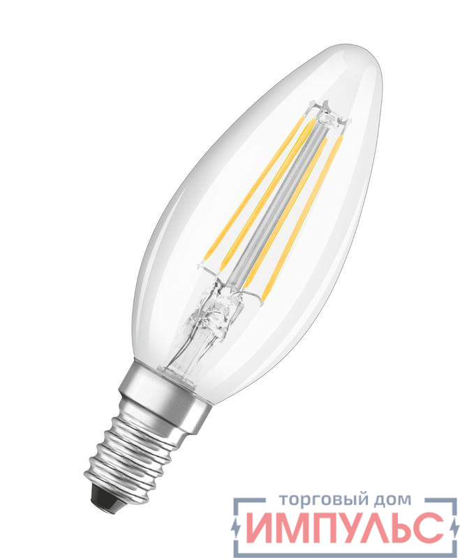 Лампа светодиодная филаментная LED STAR CLASSIC B 60 5W/840 5Вт свеча 4000К нейтр. бел. E14 660лм 220-240В прозр. стекл. OSRAM 4058075116702