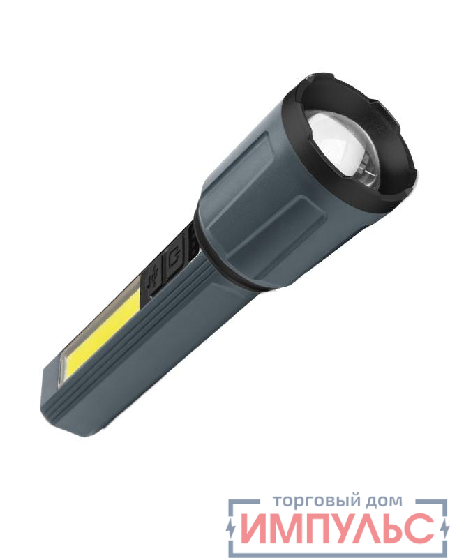 Фонарь аккумуляторный ручной 3Вт LED+5Вт COB LED zoom-линза Li-ion 18650 1200мА.ч корпус ABS-пластик индикатор уровня заряда USB-шнур в комплекте КОСМОС KOC124Lit