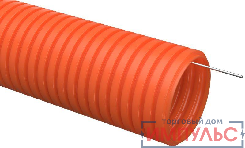 Труба гофрированная ПНД тяжелая d50мм с протяжкой оранж. (уп.15м) IEK CTG21-50-K09-015