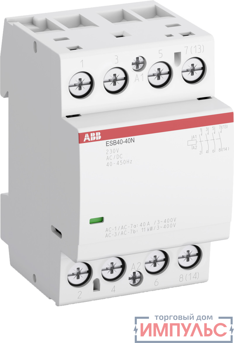 Контактор ESB40-40N-01 модульный (40А АС-1 4НО) катушка 24В AC/DC ABB 1SAE341111R0140