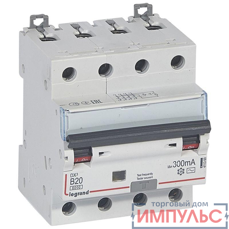 Выключатель автоматический дифференциального тока 4п B 20А 300мА тип AC 10кА DX3 Leg 411360
