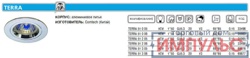 Светильник TERRA 51 2 06 Комтех P00279